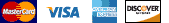 We accept Visa, Master Card, American Express and Discover